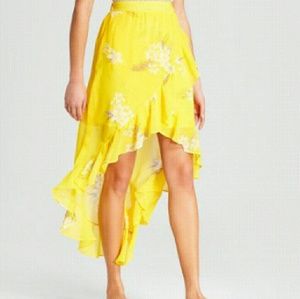 YELLOW FLOWER PRINT SKIRT SZ L